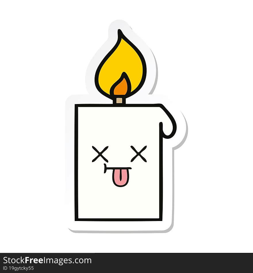 Sticker Of A Cute Cartoon Lit Candle