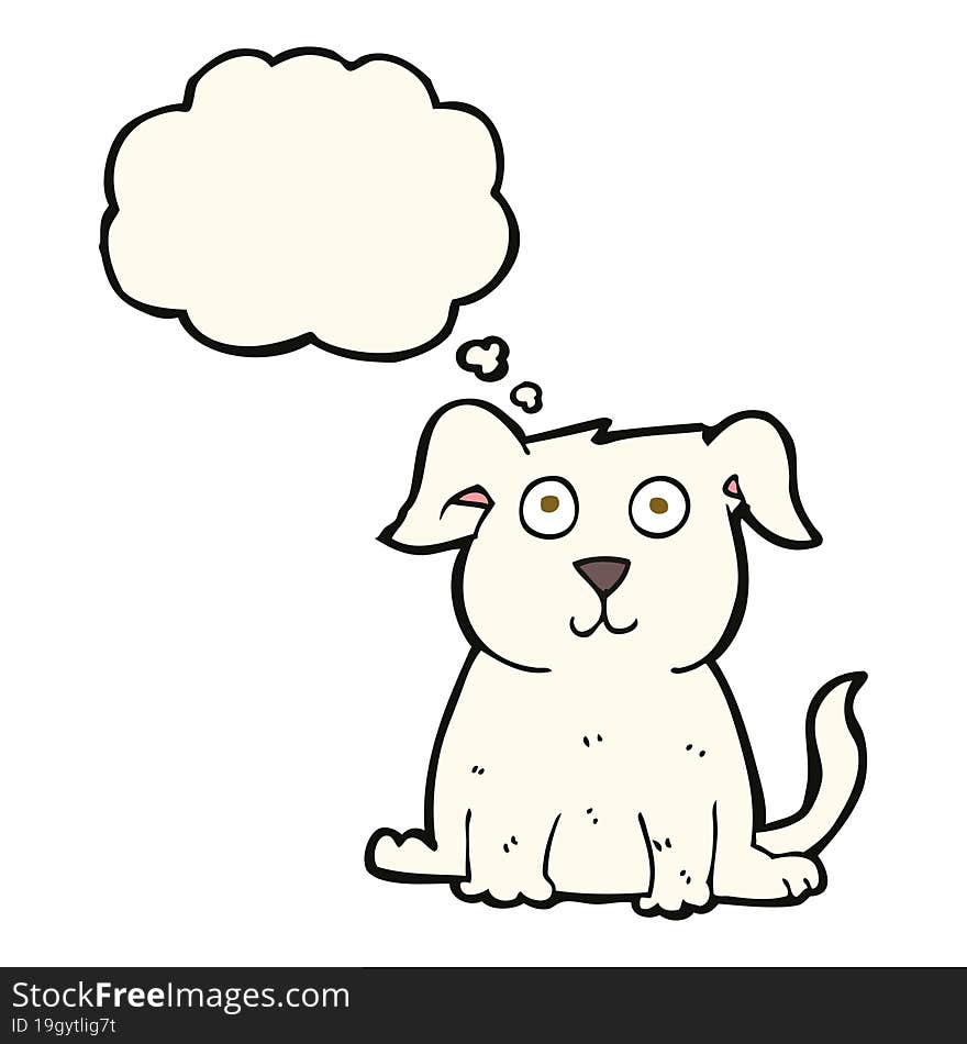 cartoon happy dog with thought bubble