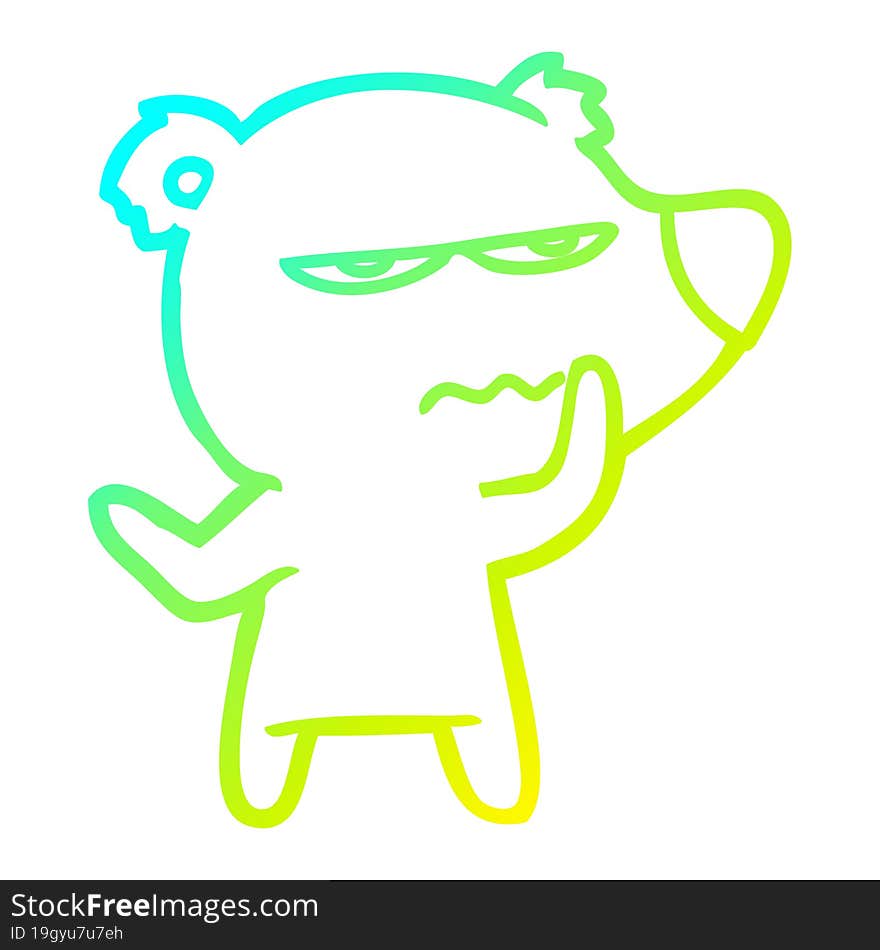 cold gradient line drawing of a angry bear cartoon