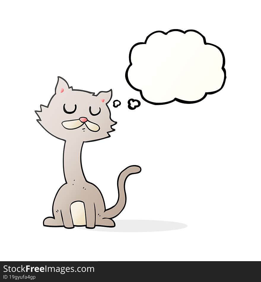 freehand drawn thought bubble cartoon cat