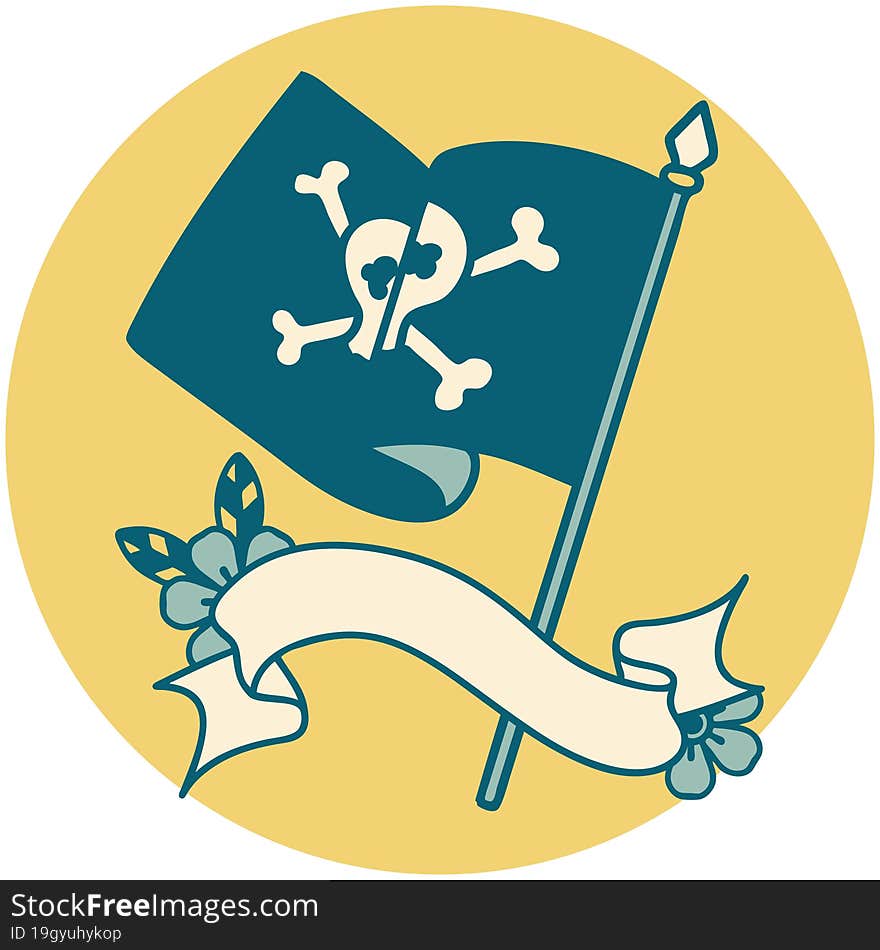 icon with banner of a pirate flag