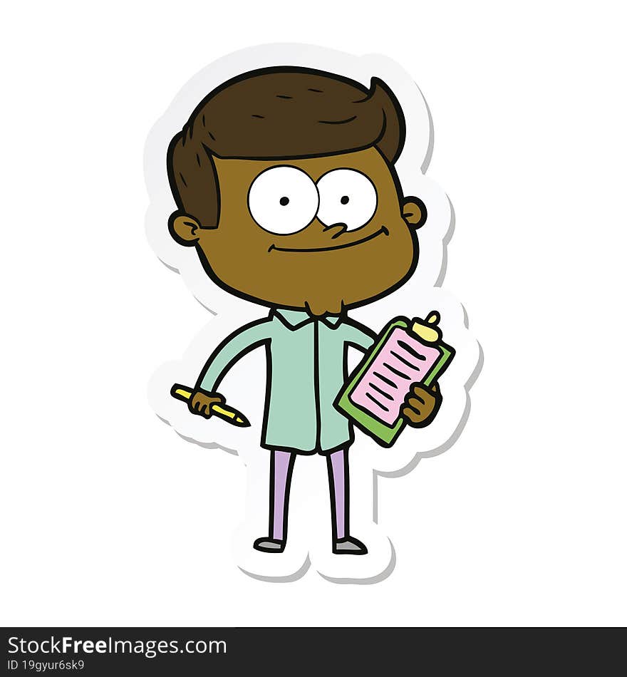 sticker of a cartoon happy salesman