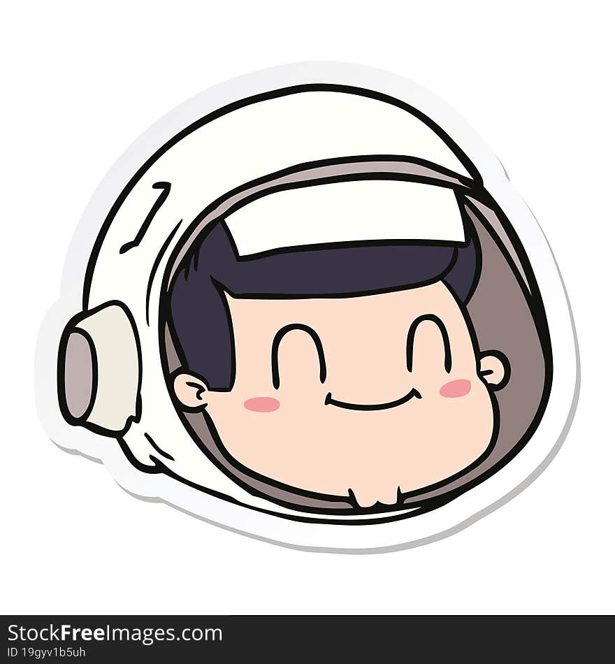 Sticker Of A Cartoon Astronaut Face