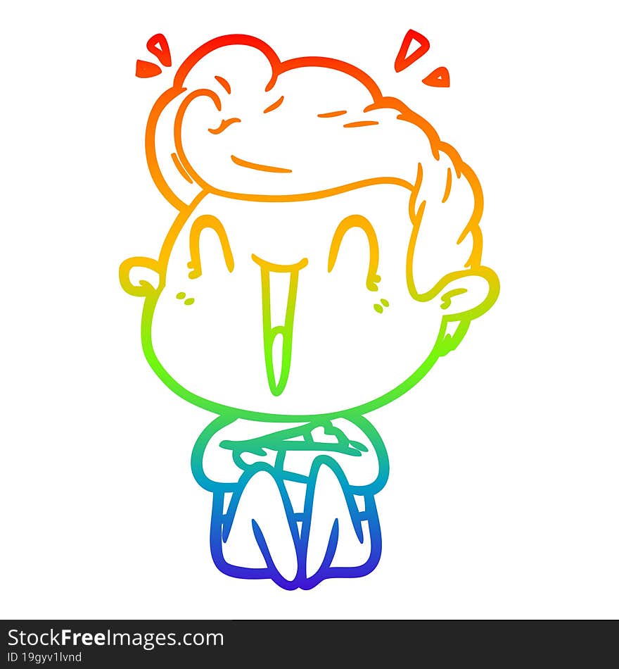 rainbow gradient line drawing of a cartoon excited man