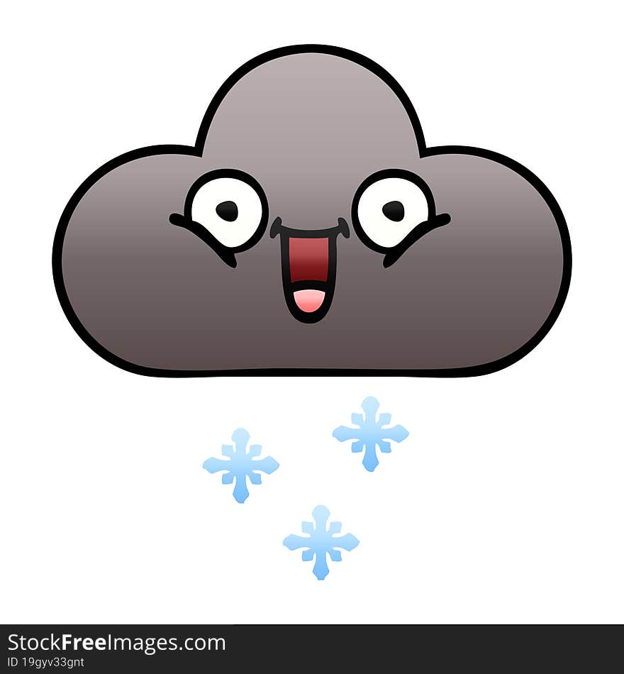 Gradient Shaded Cartoon Storm Snow Cloud