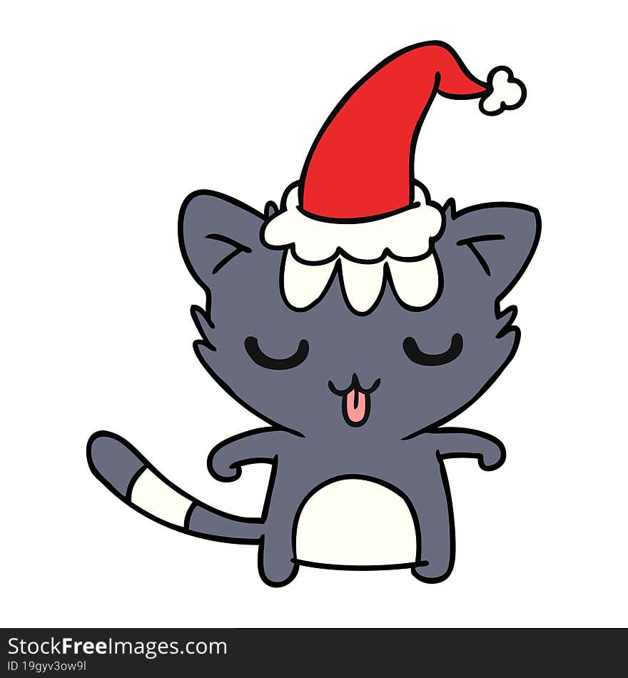 hand drawn christmas cartoon of kawaii cat