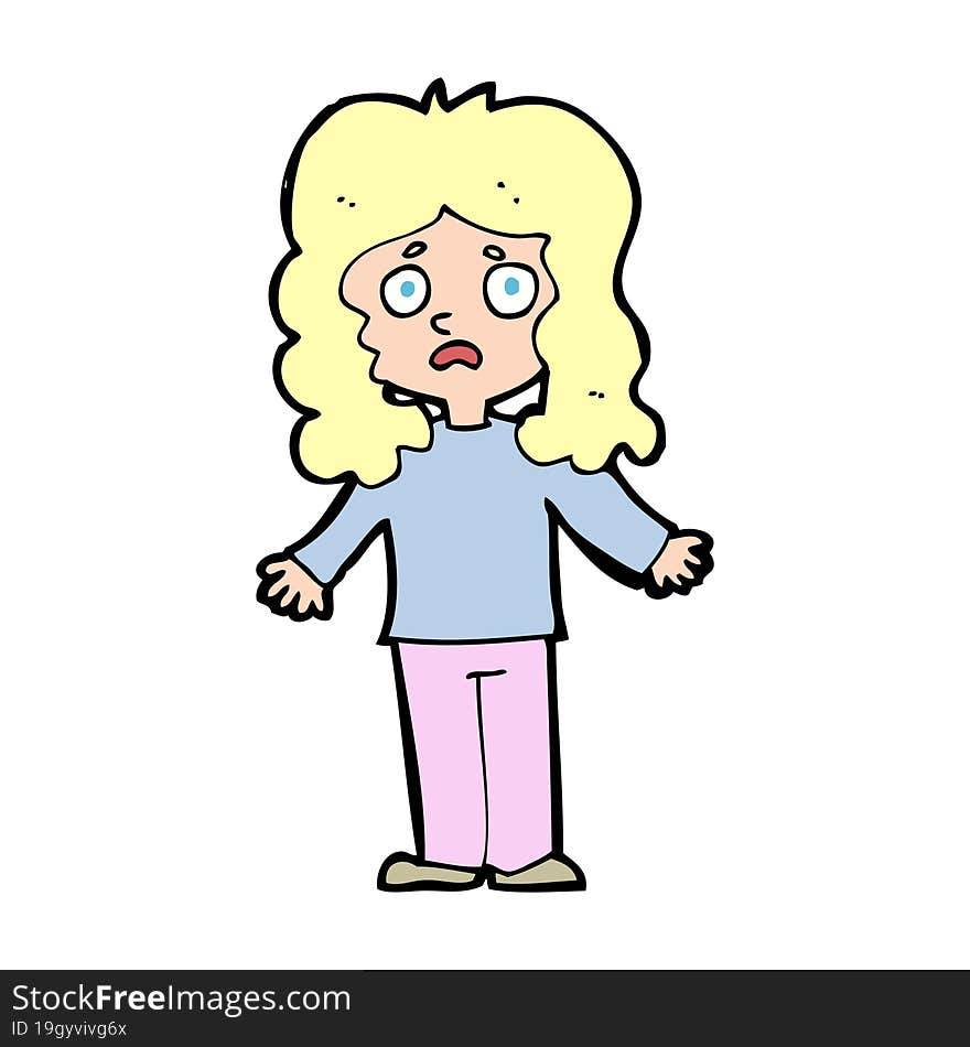 cartoon worried woman