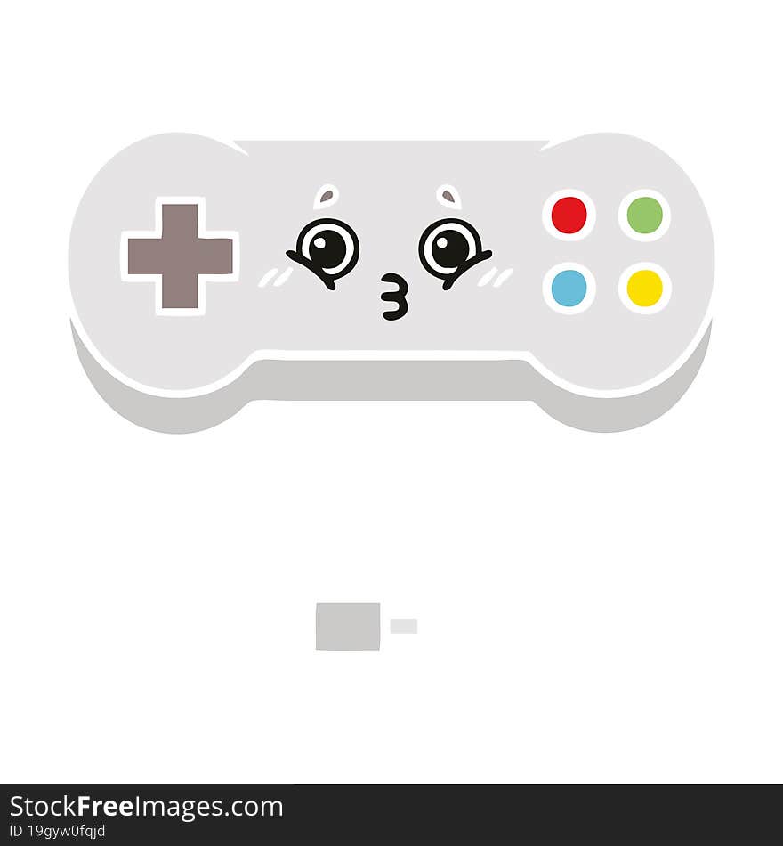 flat color retro cartoon game controller