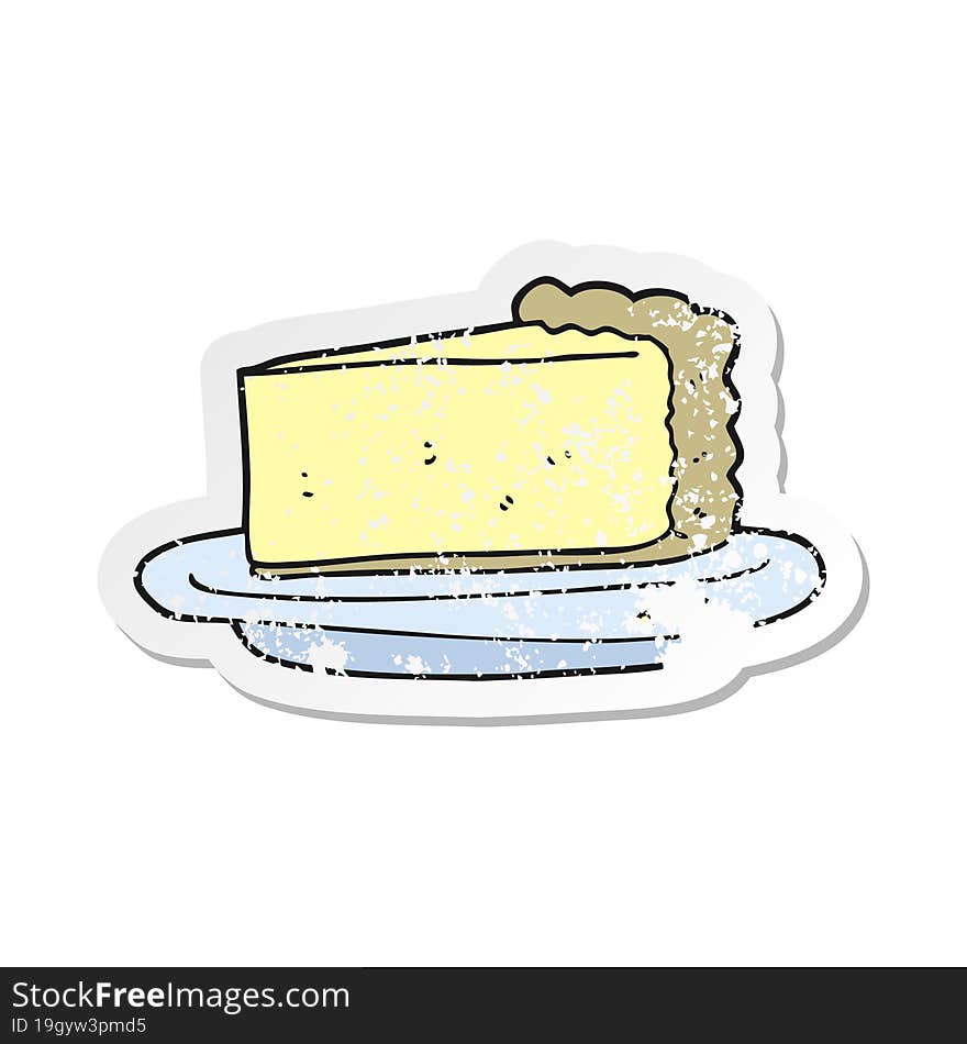 retro distressed sticker of a cartoon cheesecake