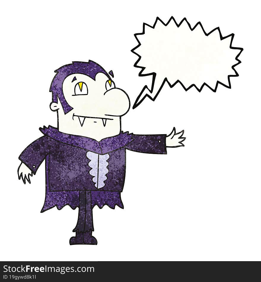 speech bubble textured cartoon vampire