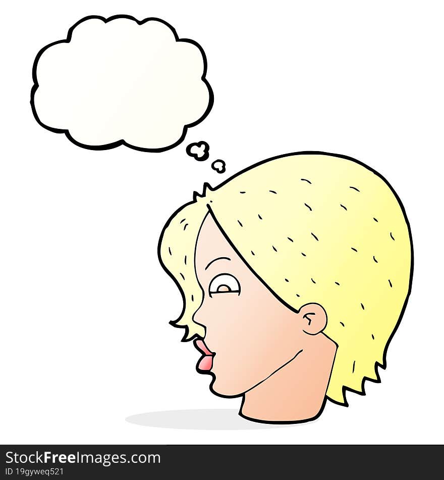 Cartoon Female Face With Thought Bubble