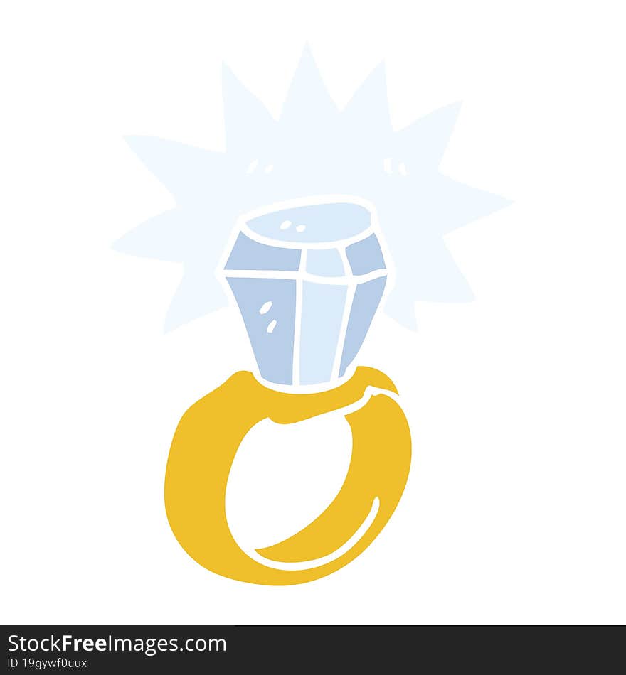 Flat Color Illustration Of A Cartoon Diamond Ring