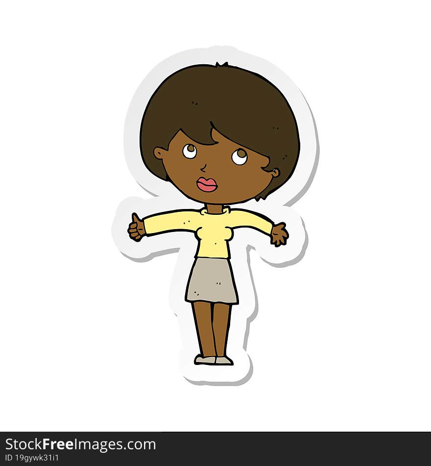 sticker of a cartoon woman giving thumbs up