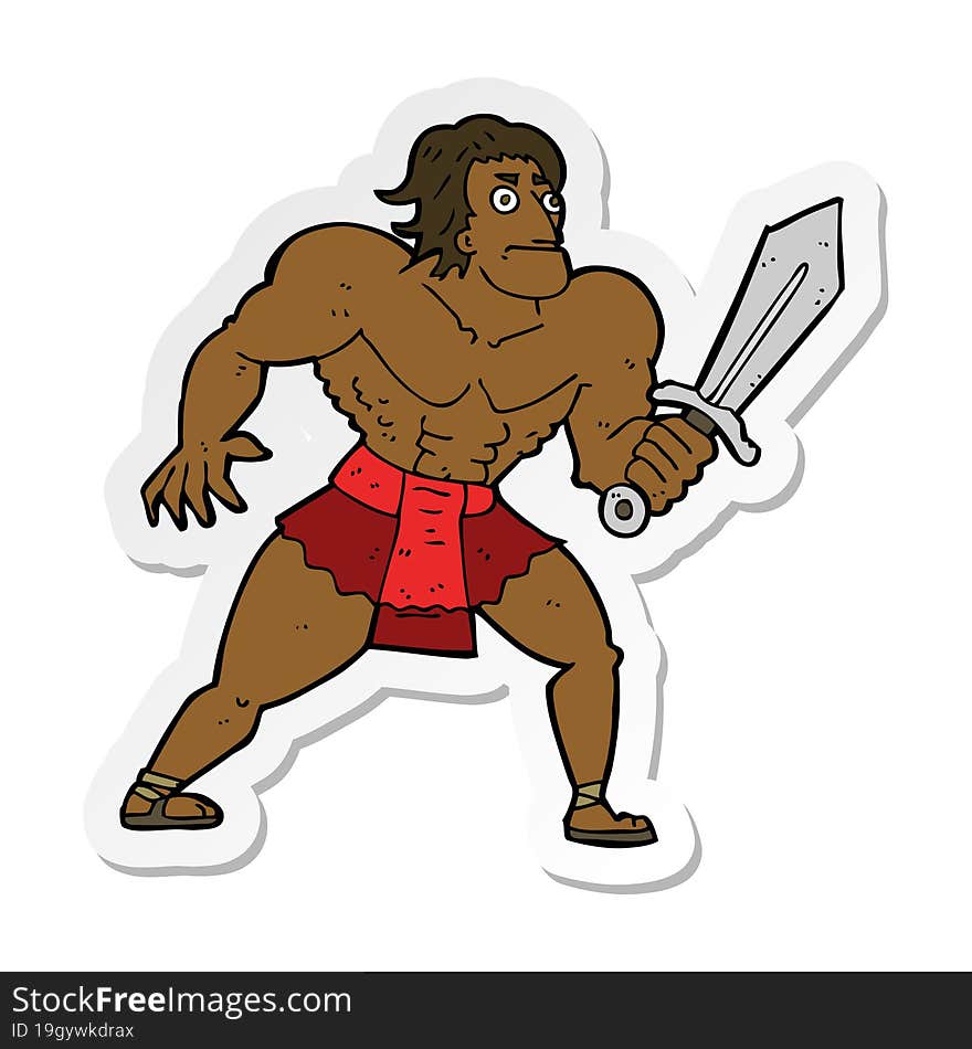 Sticker Of A Cartoon Fantasy Hero Man