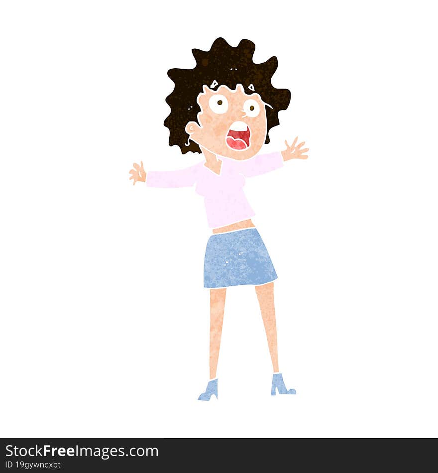 cartoon frightened woman