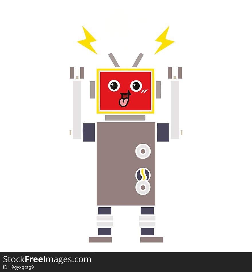 Flat Color Retro Cartoon Robot