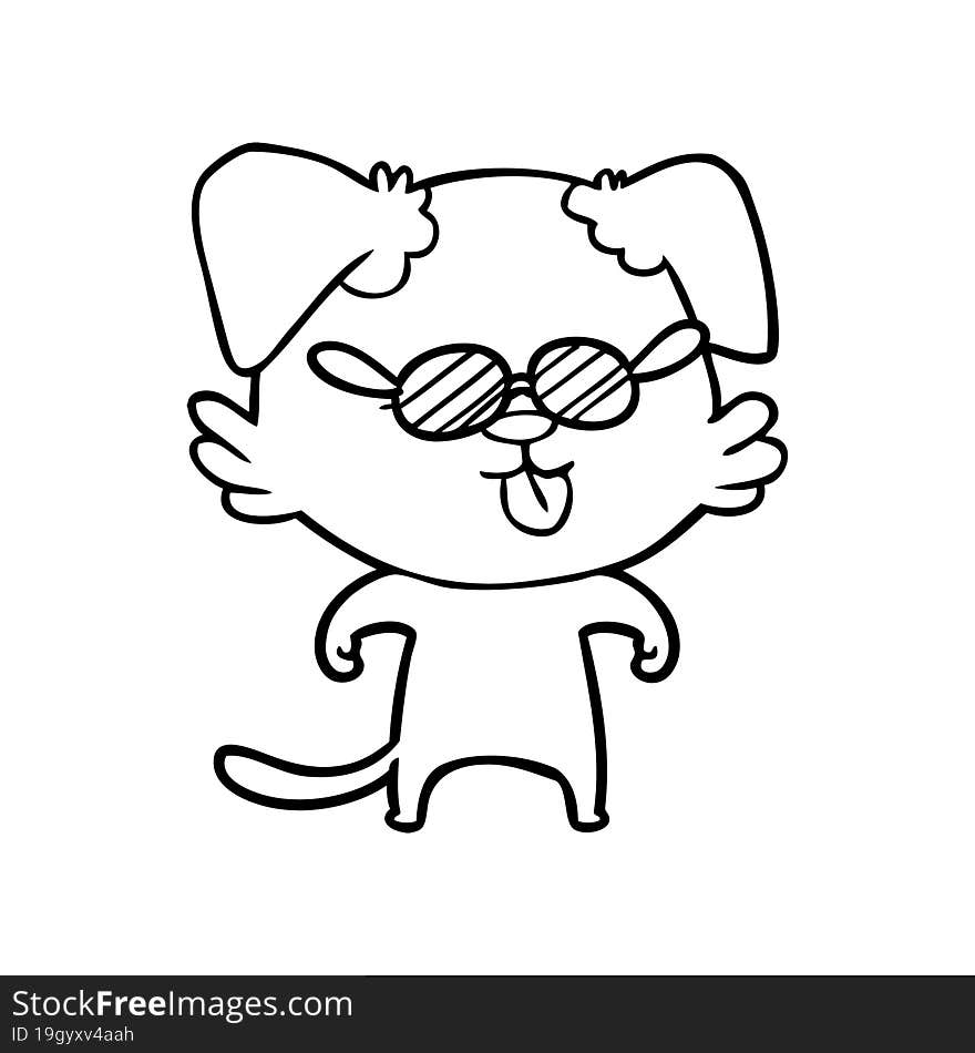 cartoon spectacles dog sticking out tongue. cartoon spectacles dog sticking out tongue