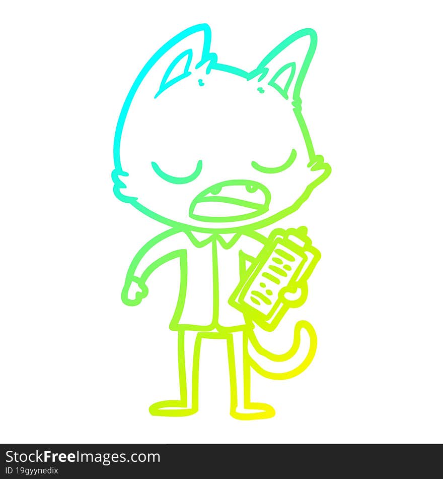 Cold Gradient Line Drawing Talking Cat Boss