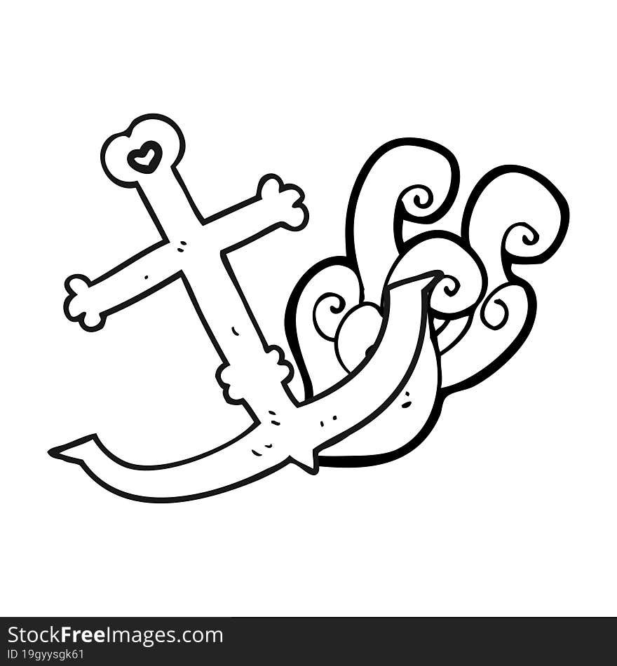 black and white cartoon anchor