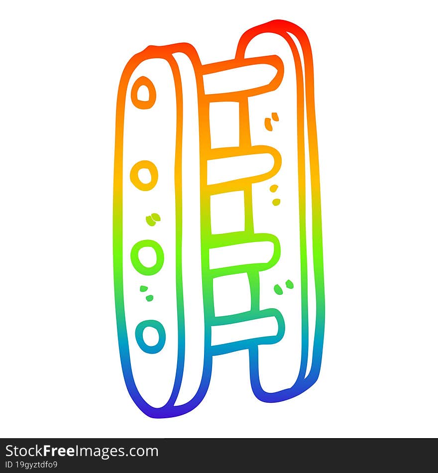 rainbow gradient line drawing of a cartoon tall ladder