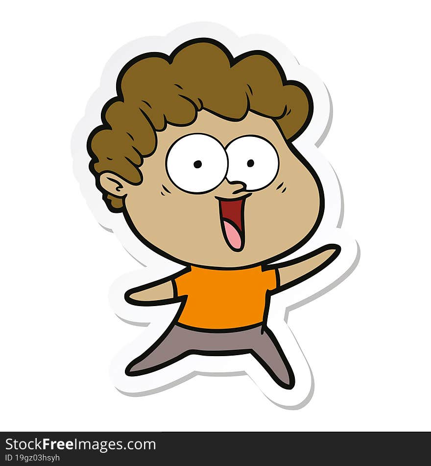 Sticker Of A Excited Man Cartoon