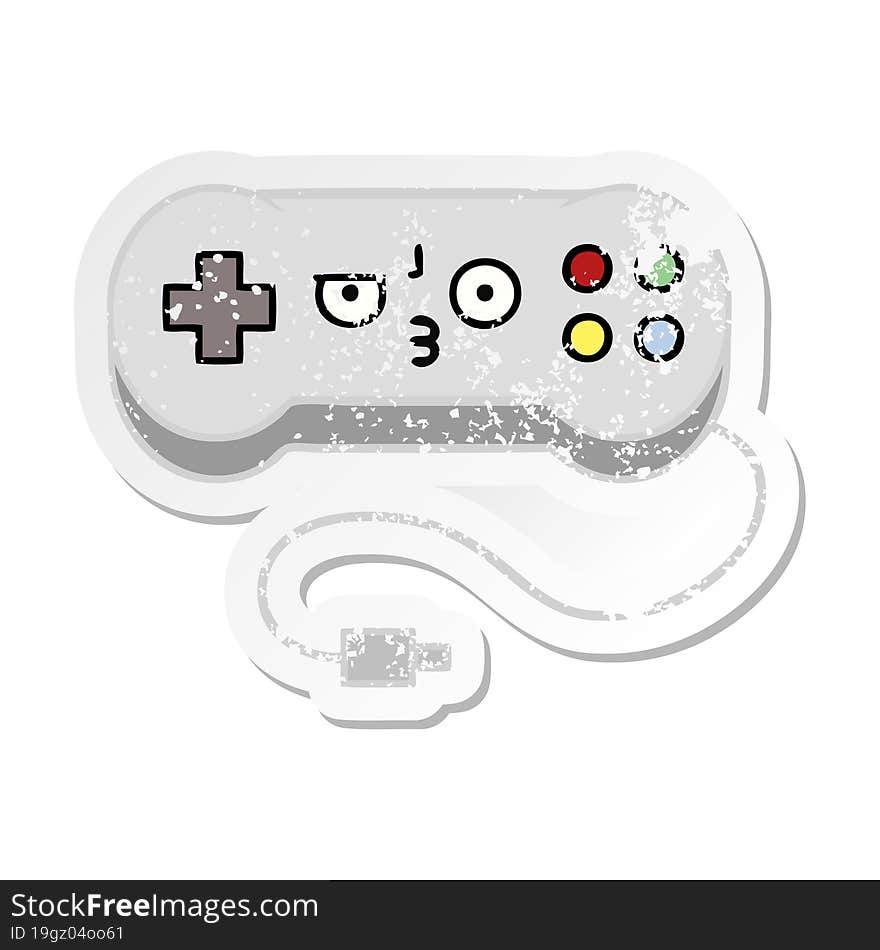 distressed sticker of a cute cartoon game controller