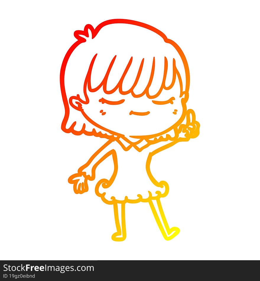 warm gradient line drawing of a cartoon woman