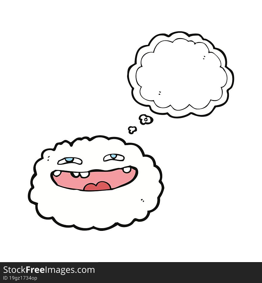 happy cartoon cloud with thought bubble