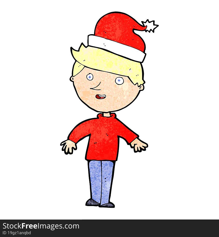 Cartoon Boy In Santa Hat