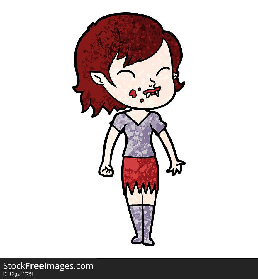 cartoon vampire girl with blood on cheek. cartoon vampire girl with blood on cheek