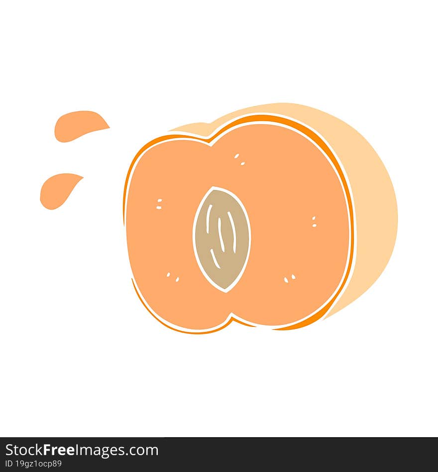 flat color illustration of a cartoon juicy peach