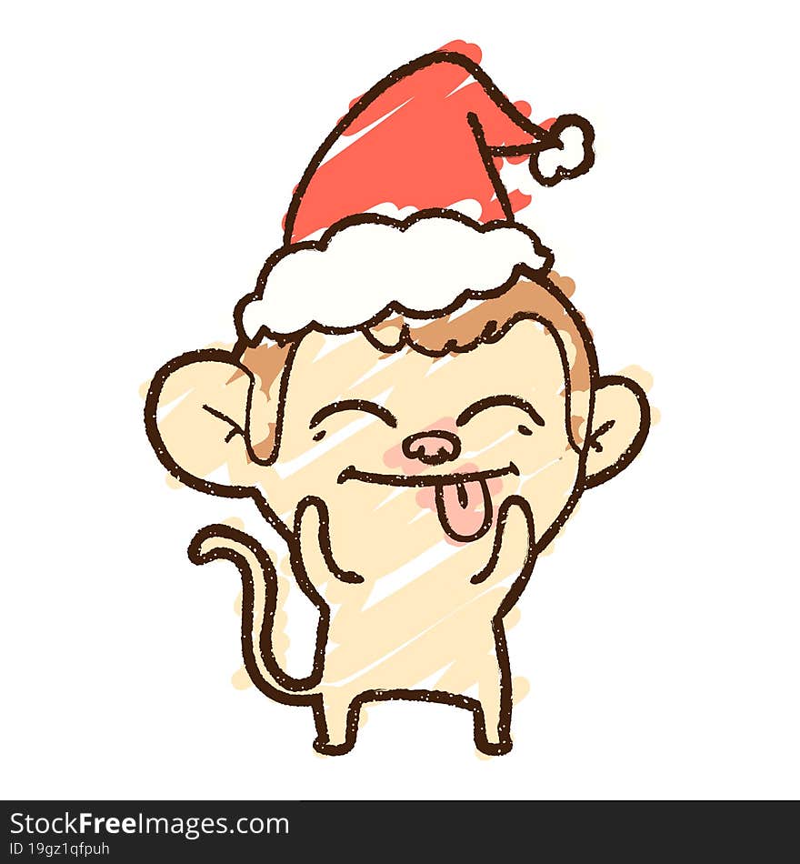 Christmas Monkey Chalk Drawing