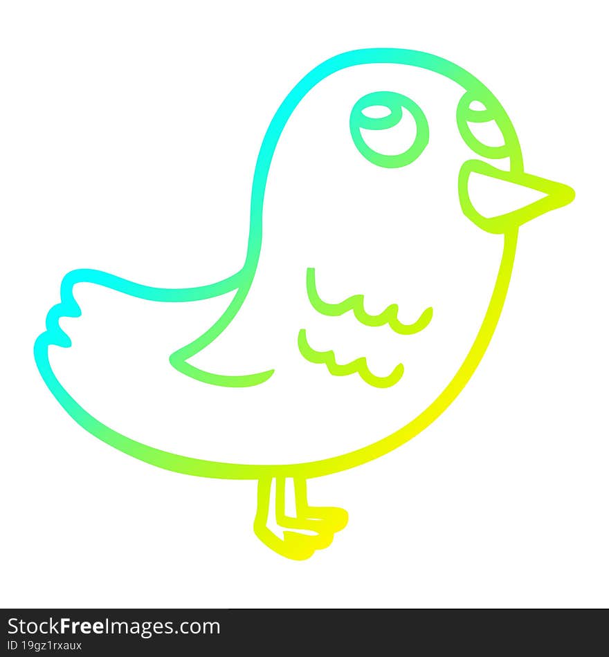 cold gradient line drawing of a cartoon garden bird