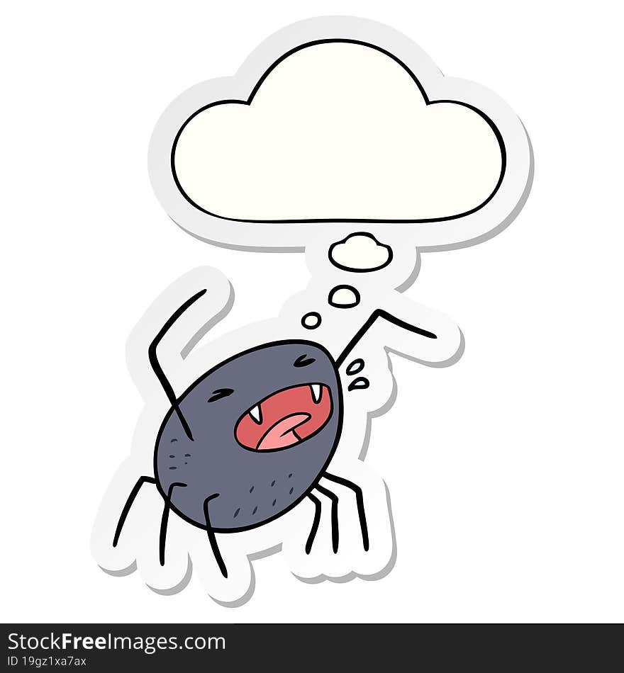 cartoon spider and thought bubble as a printed sticker