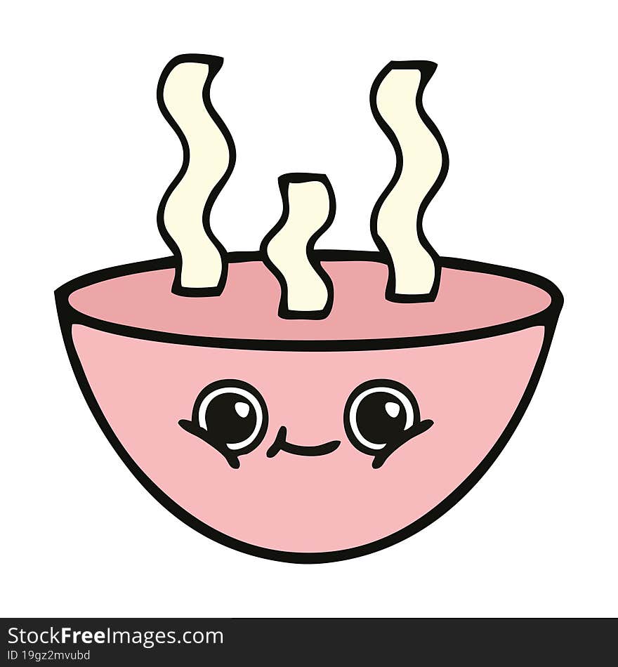 cute cartoon bowl of hot soup