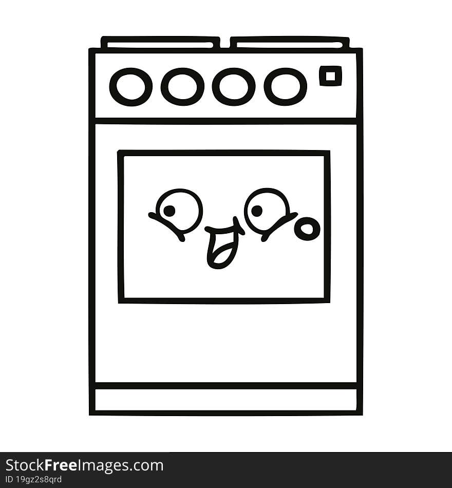 line drawing cartoon kitchen oven