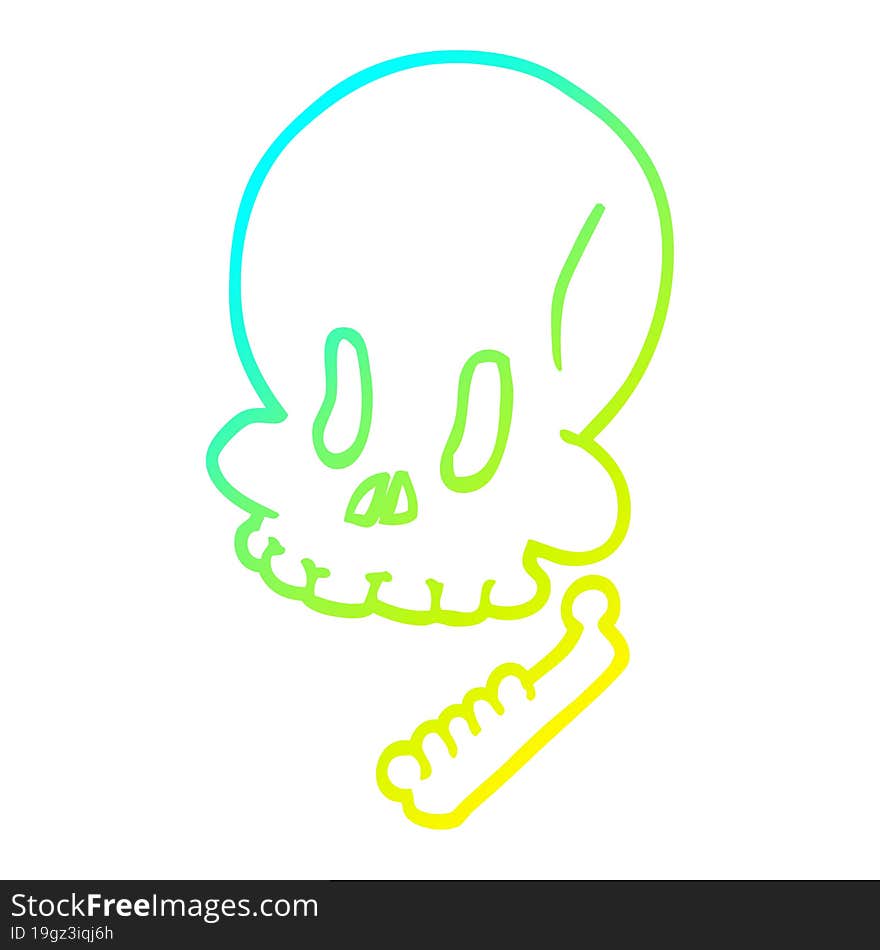 cold gradient line drawing cartoon halloween skull