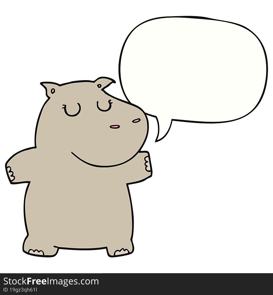 cartoon hippo and speech bubble