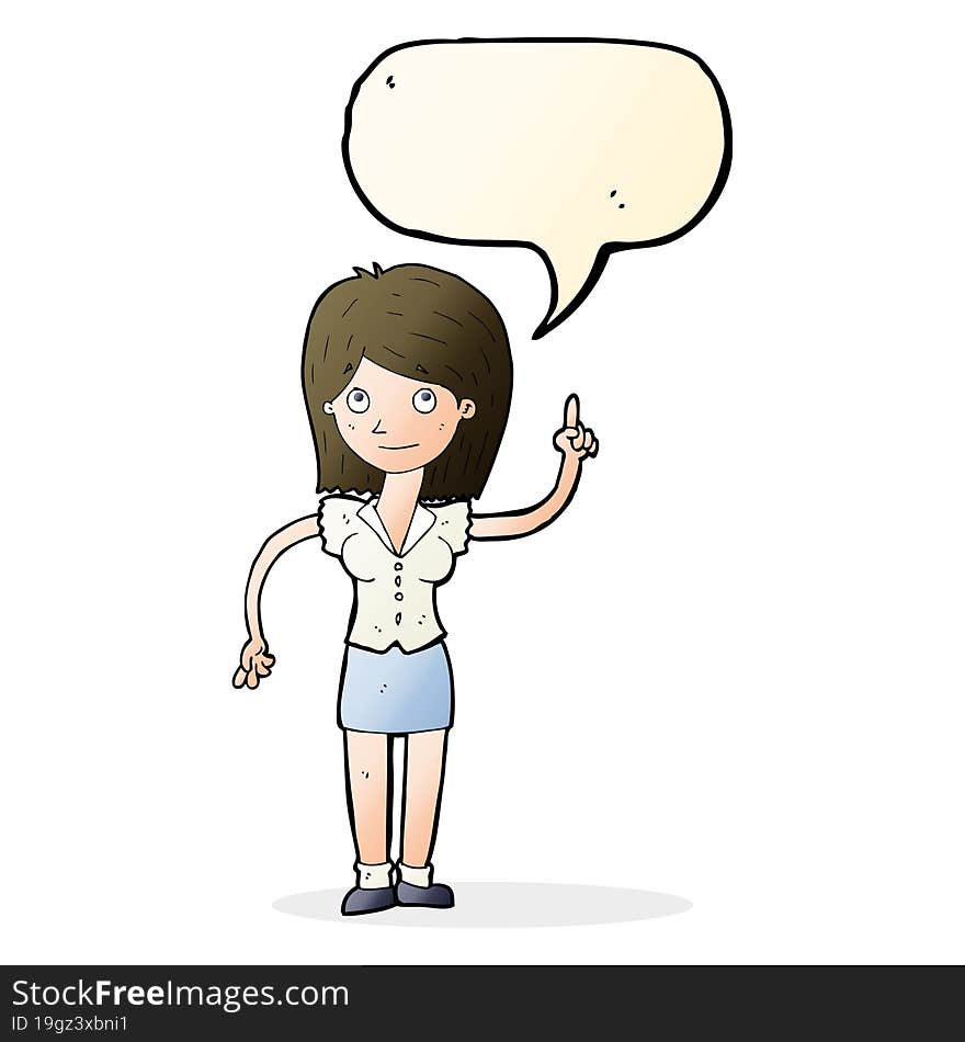 cartoon woman with idea with speech bubble