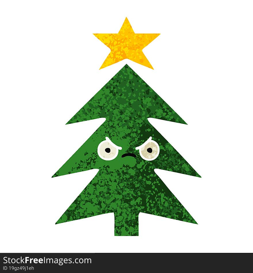 retro illustration style cartoon christmas tree