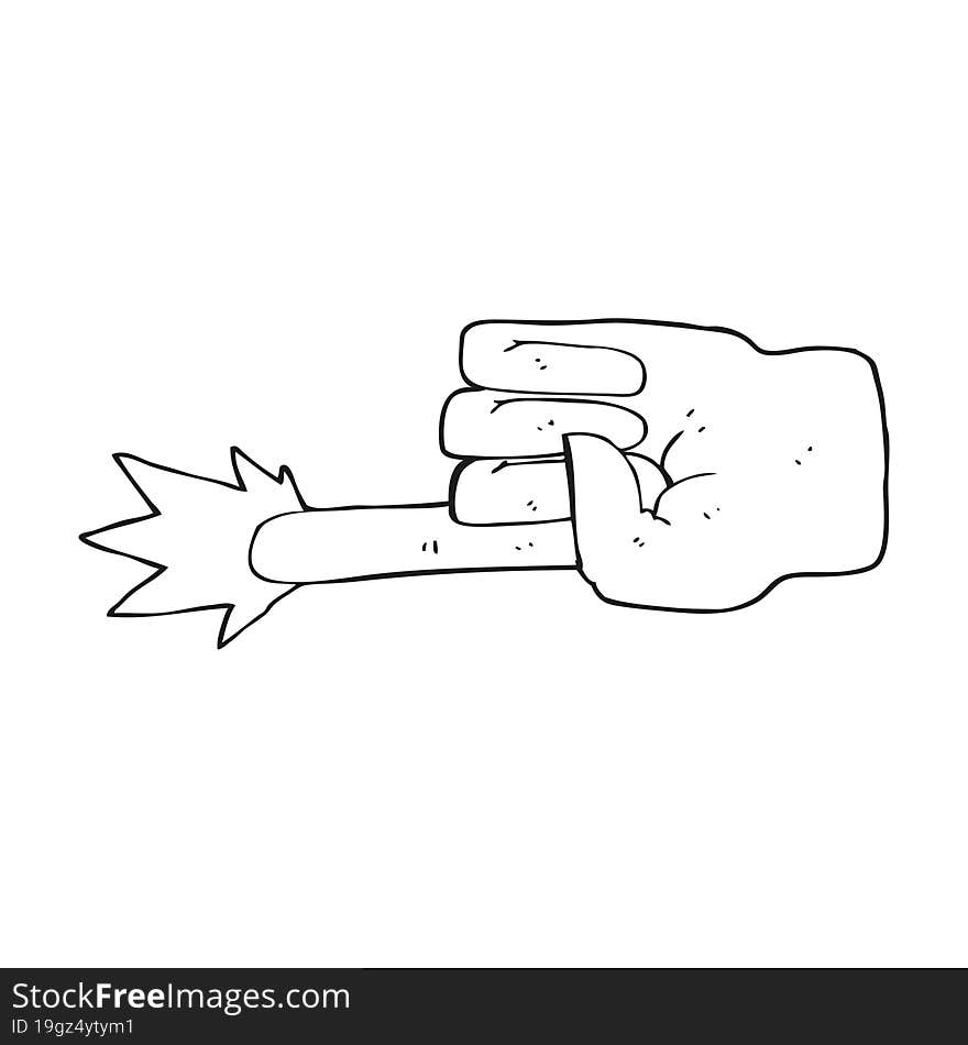 Black And White Cartoon Pointing Hand