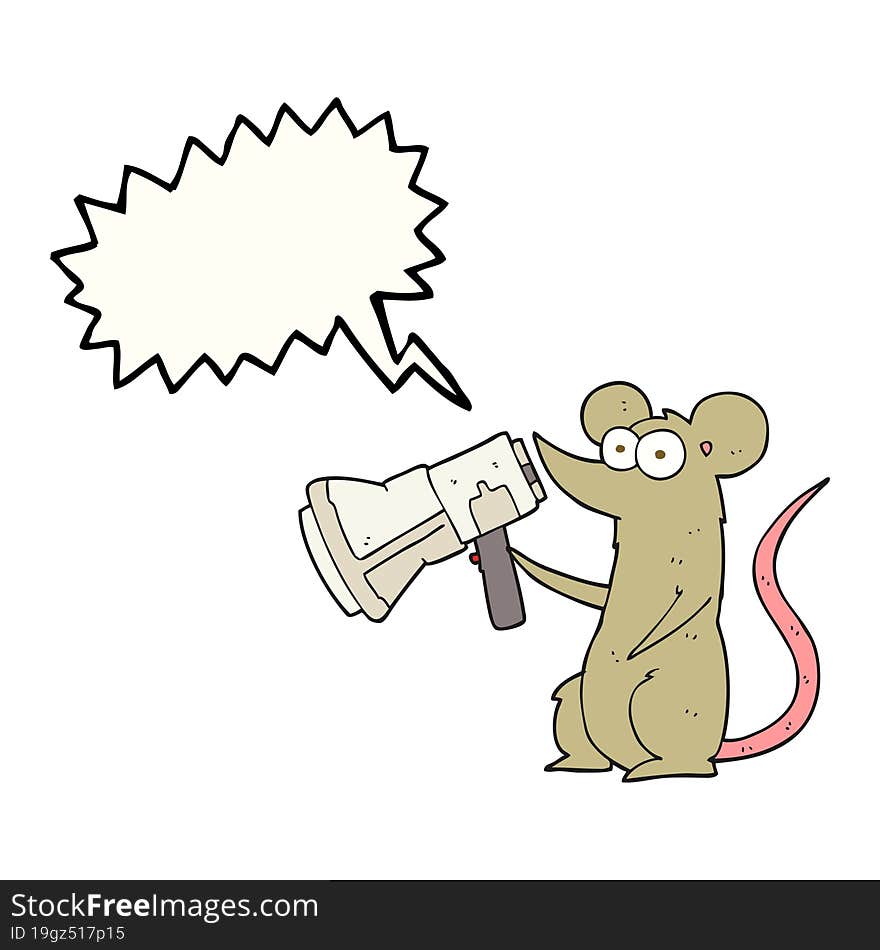 Speech Bubble Cartoon Mouse With Megaphone