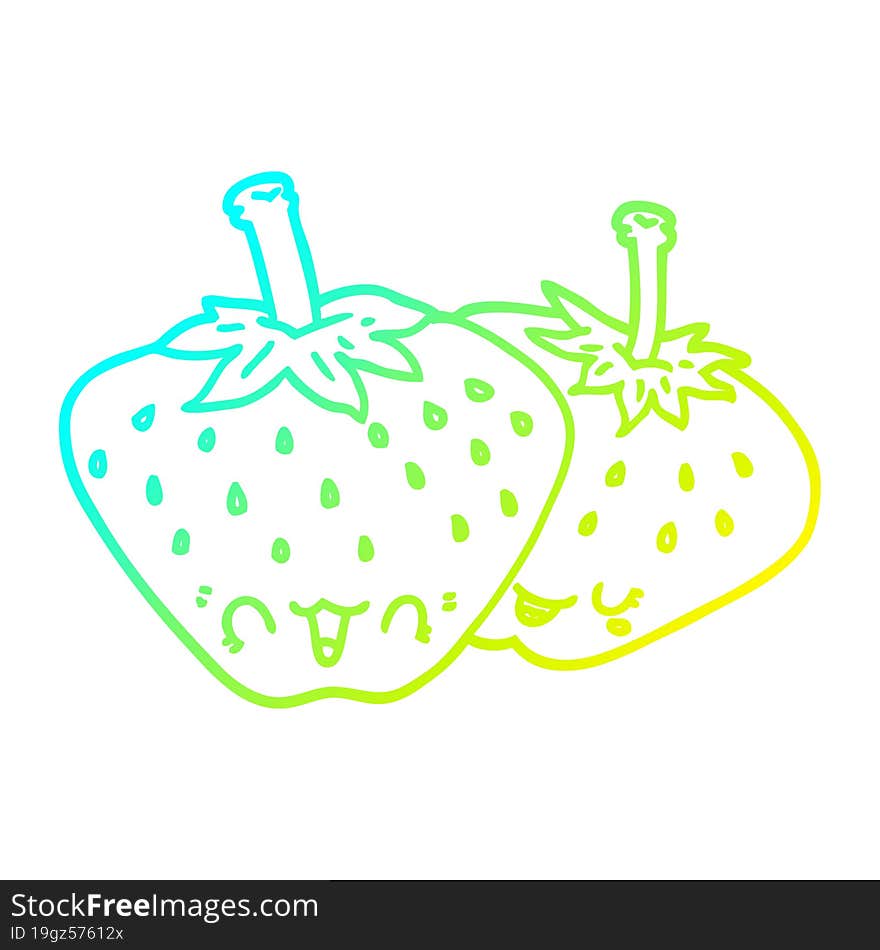 cold gradient line drawing cartoon strawberries