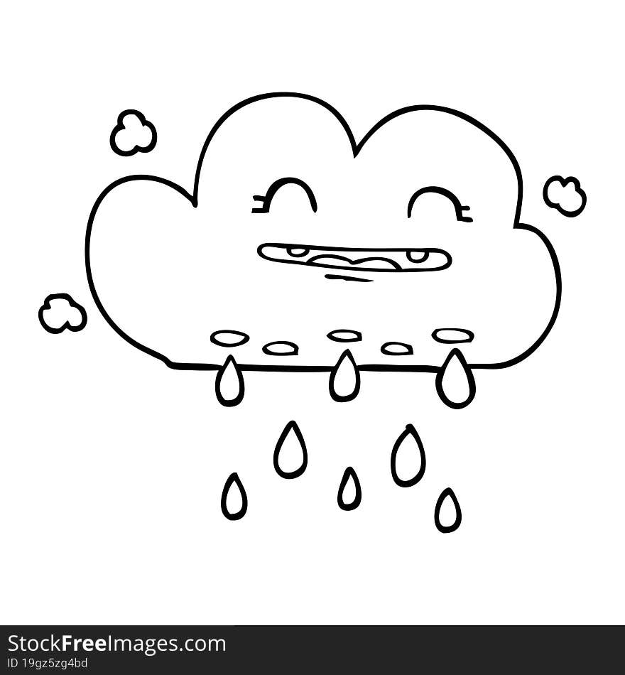 Line Drawing Cartoon Rain Cloud