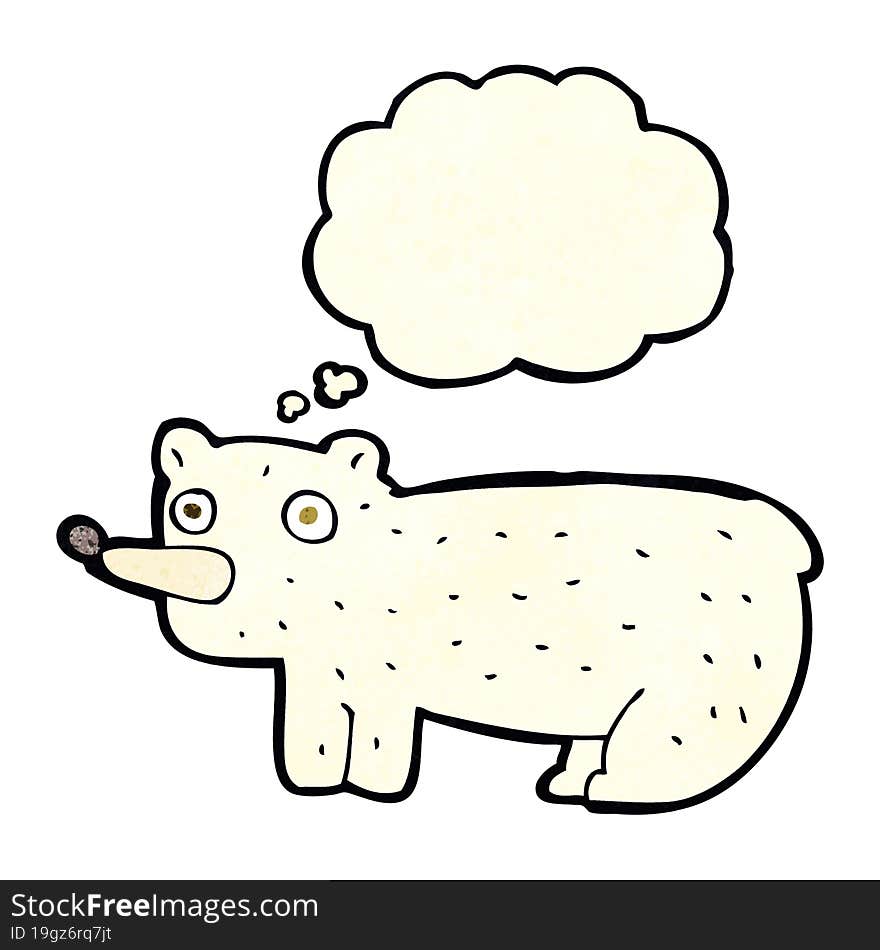 funny cartoon polar bear with thought bubble