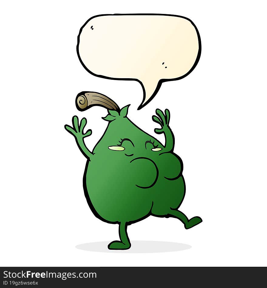 a nice pear cartoon with speech bubble