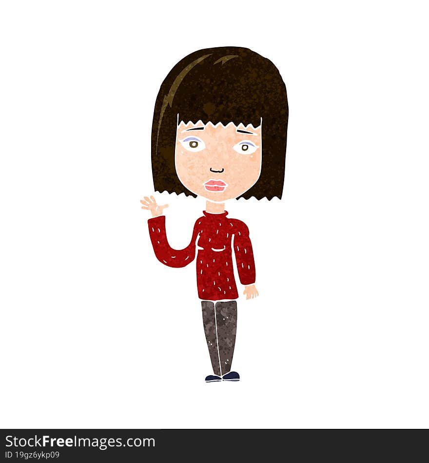 cartoon woman waving