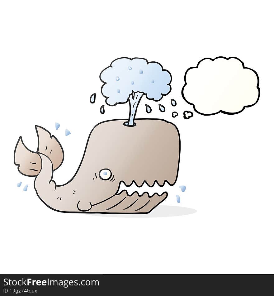 freehand drawn thought bubble cartoon whale spouting water