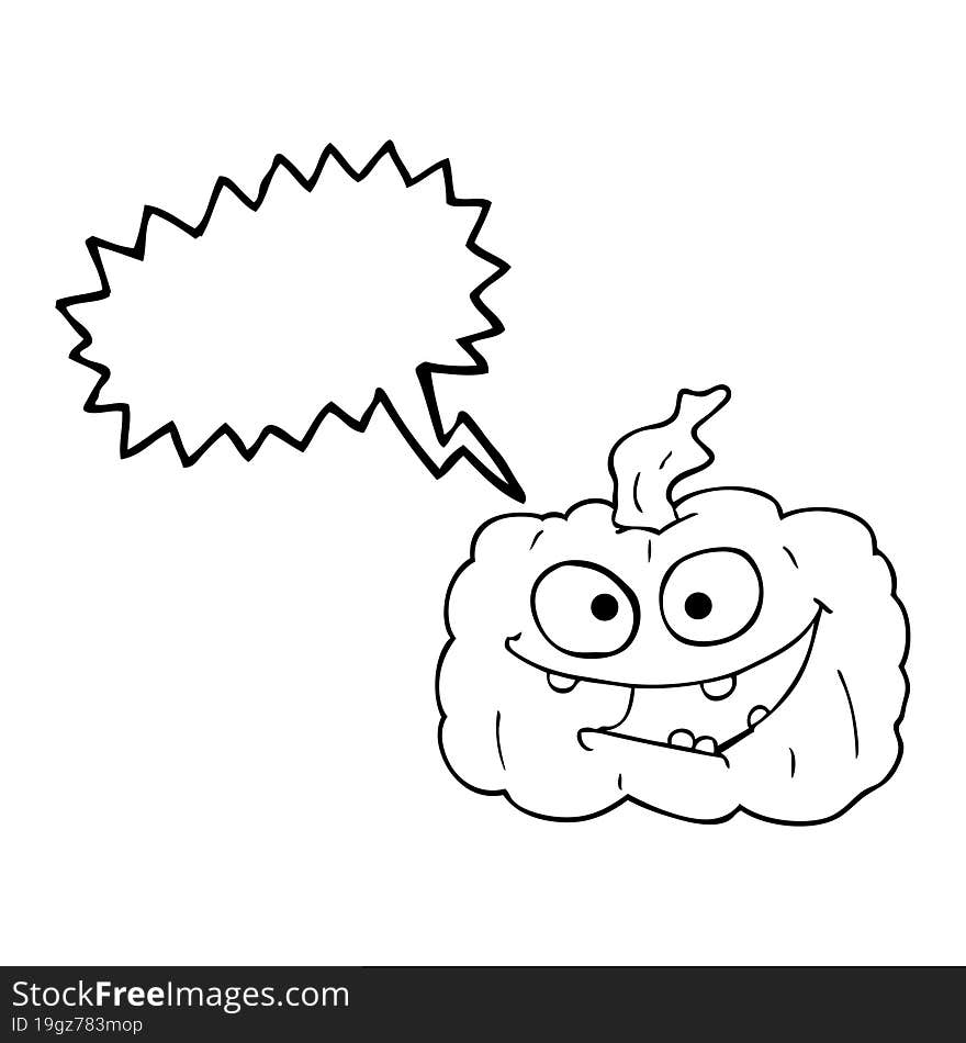 freehand drawn speech bubble cartoon pumpkin