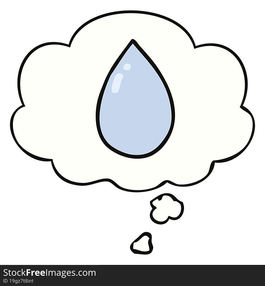 cartoon water droplet with thought bubble. cartoon water droplet with thought bubble